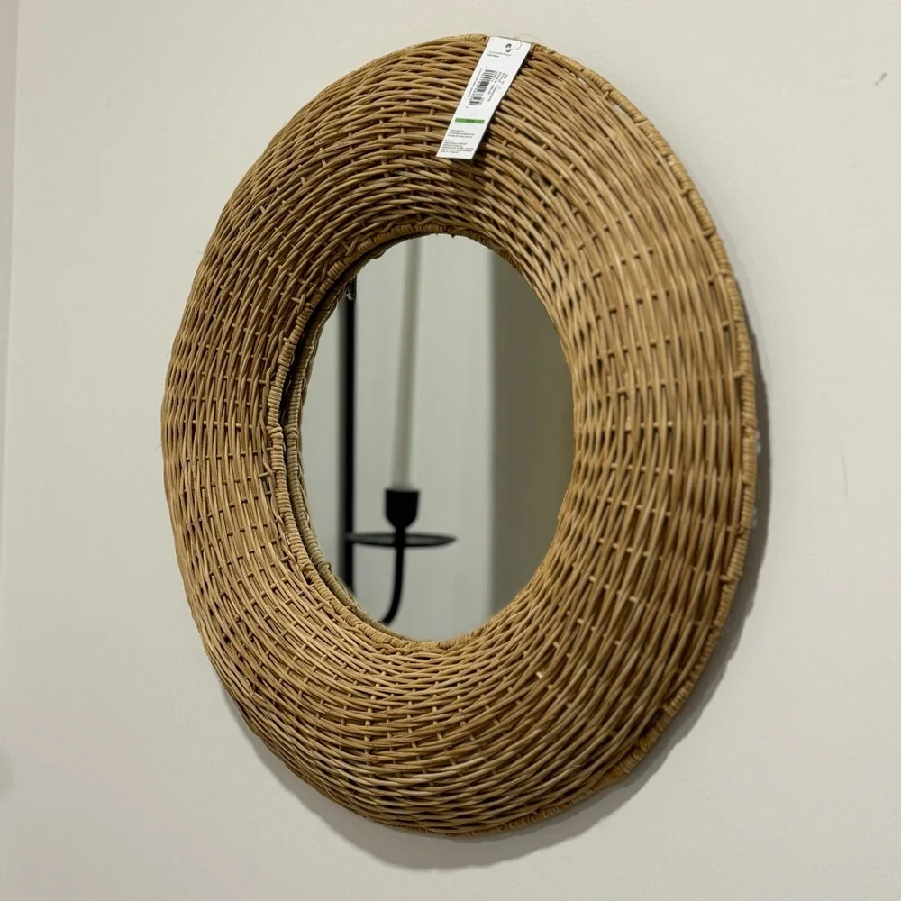 Round Rattan Wall Mirror -